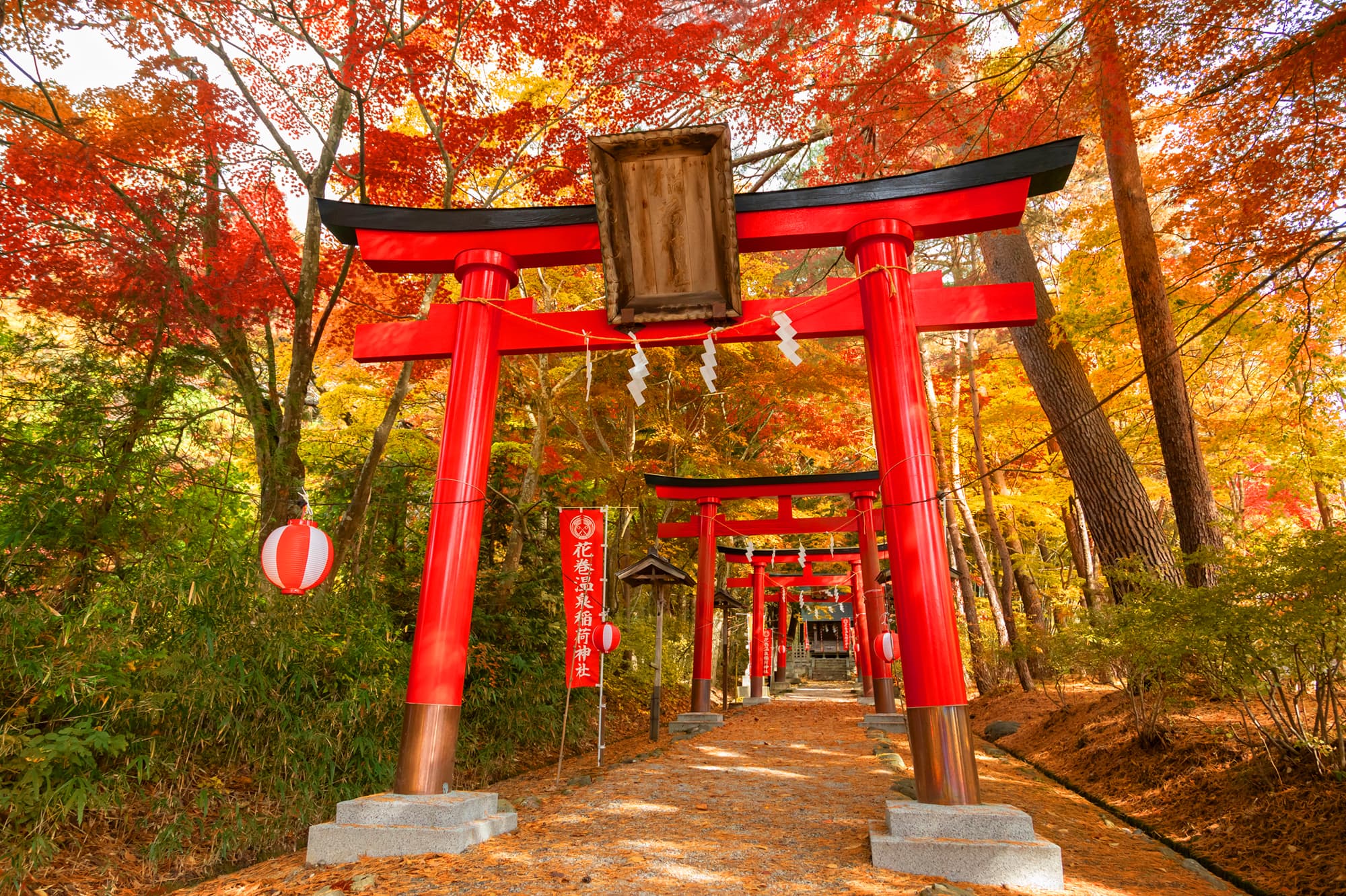 Autumn leaves at Hanamaki Onsen Onsen Shrine